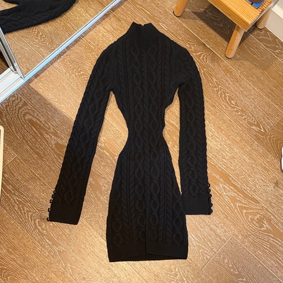 danielle guizio knit dress Danielle Guizio Cable Knit Backless Turtleneck Dress